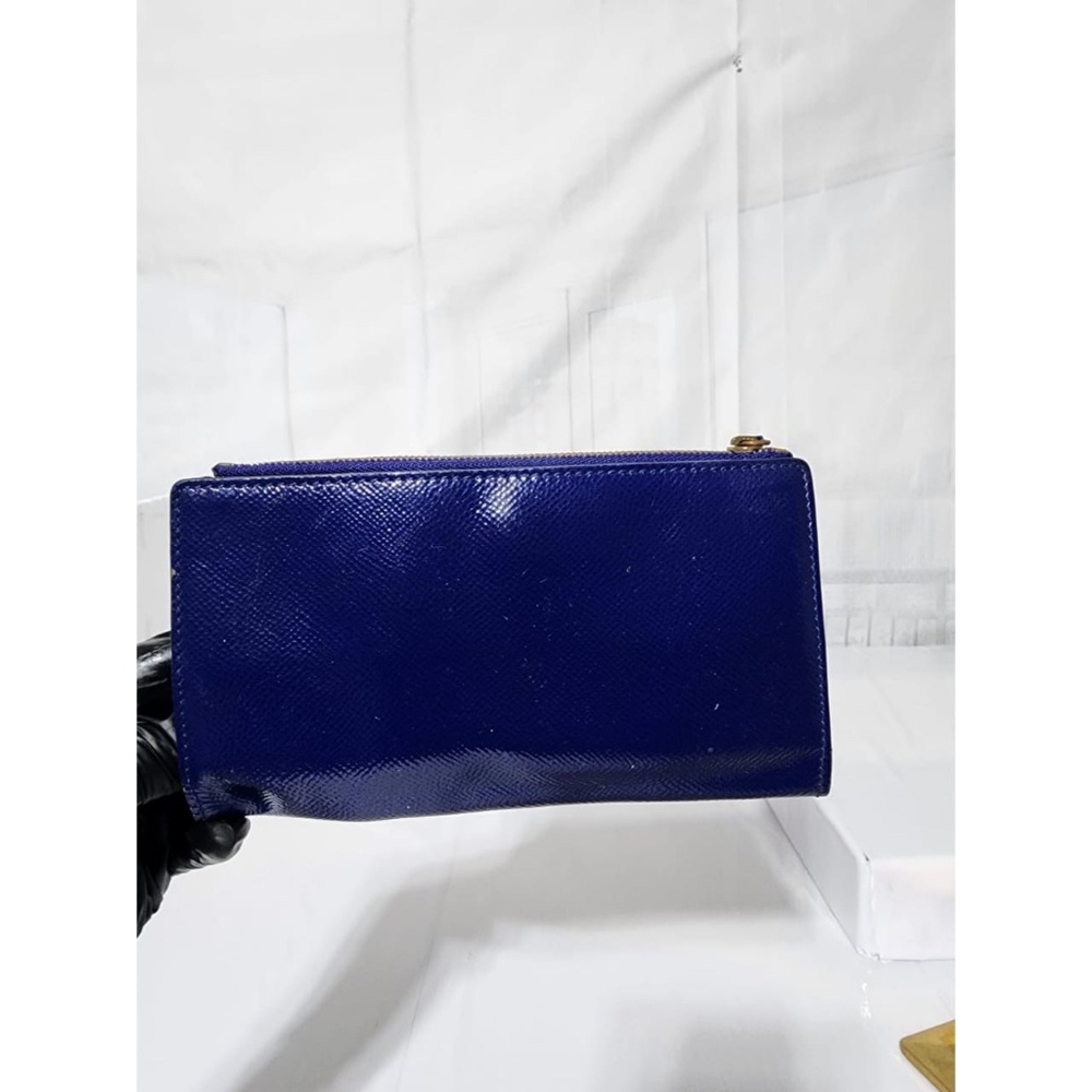 Authentic BURBERRY Patent Constantine Continental Wallet Blue - Picture 3 of 14